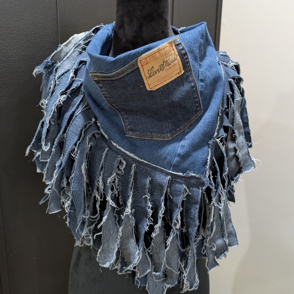 Levi's Denim Fringe Custom Wrap Scarf
